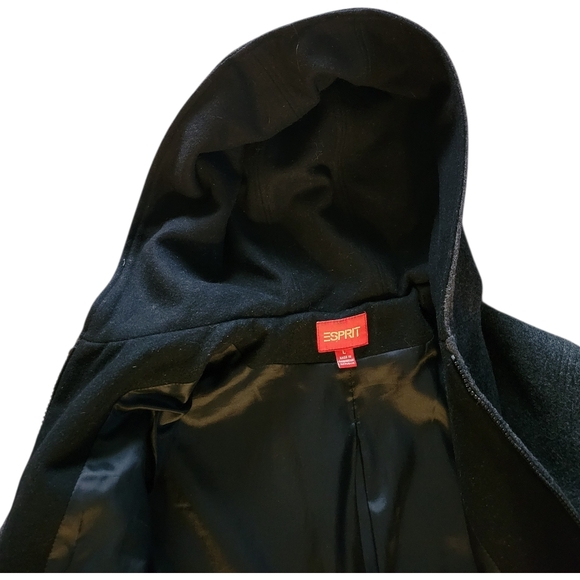 Espirit Women's Gray Hooded Jacket 90% Wool - Picture 6 of 11